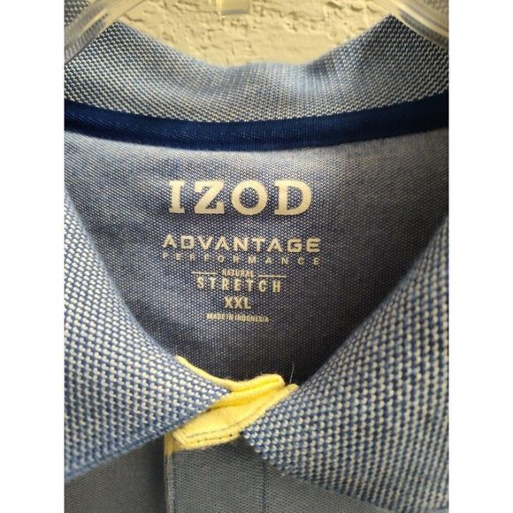 Izod Advantage Performance Natural Stretch Men's Polo XXL Blue Yellow Stripe - Picture 3 of 4